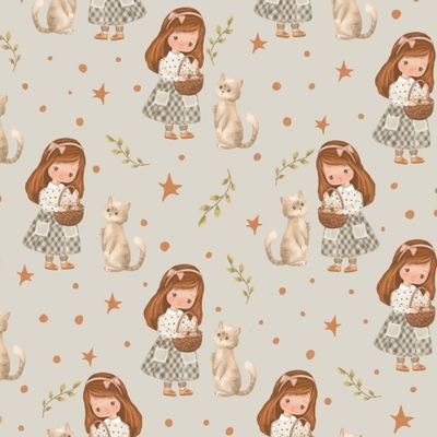 Милая девочка с котом