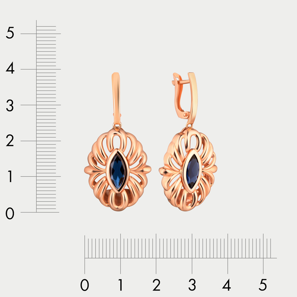 Длинные серьги с сапфирами из розового золота 585 пробы для женщин (арт. 122-2003_sap-01)