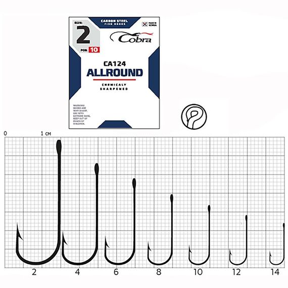 Крючки Cobra ALLROUND CA124  №10, 10 шт.