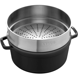 STAUB Чугунная кастрюля Cocotte 24 см 3,8 л со вставкой-пароваркой черная
