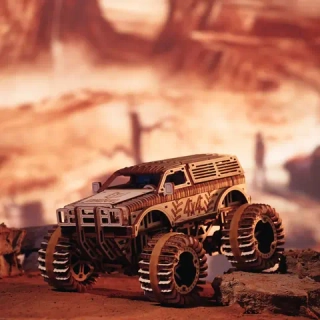 Деревянный механический конструктор модель Джип БигФут 4x4 (DROVO)