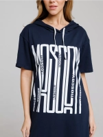 Туника платье удлиненная домашняя с капюшоном