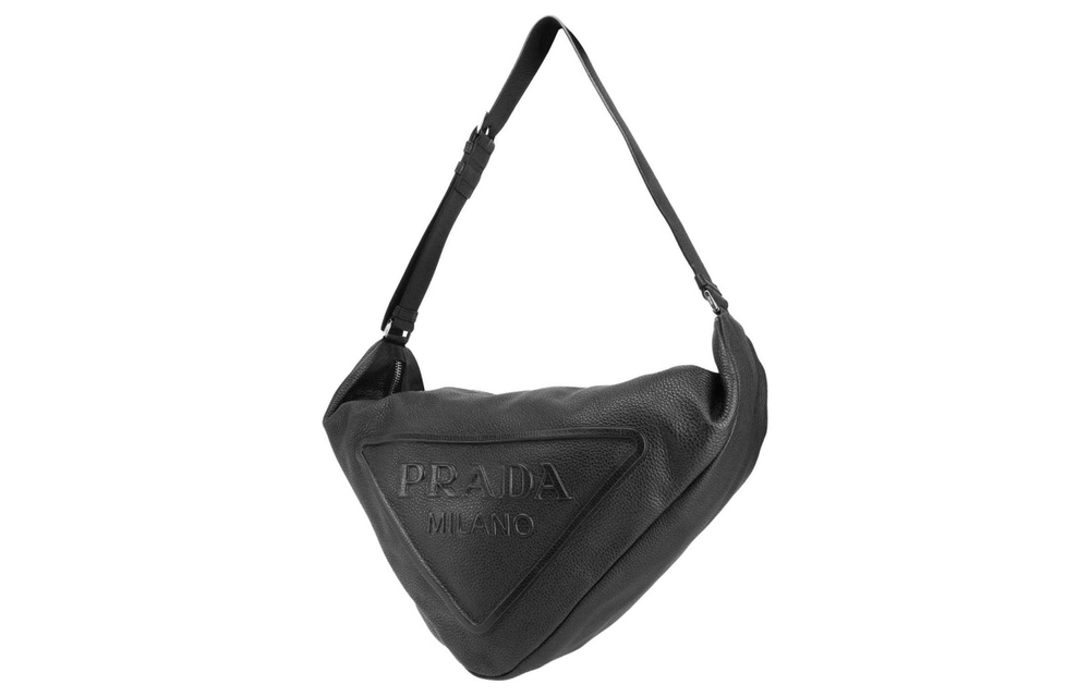 PRADA Large Leather Triangle Shoulder Bag