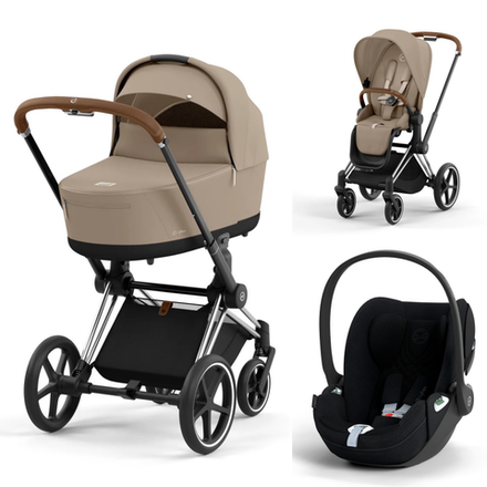 Коляска Cybex Priam IV 3 в 1 цвет Cozy Beige на шасси Chrome Brown