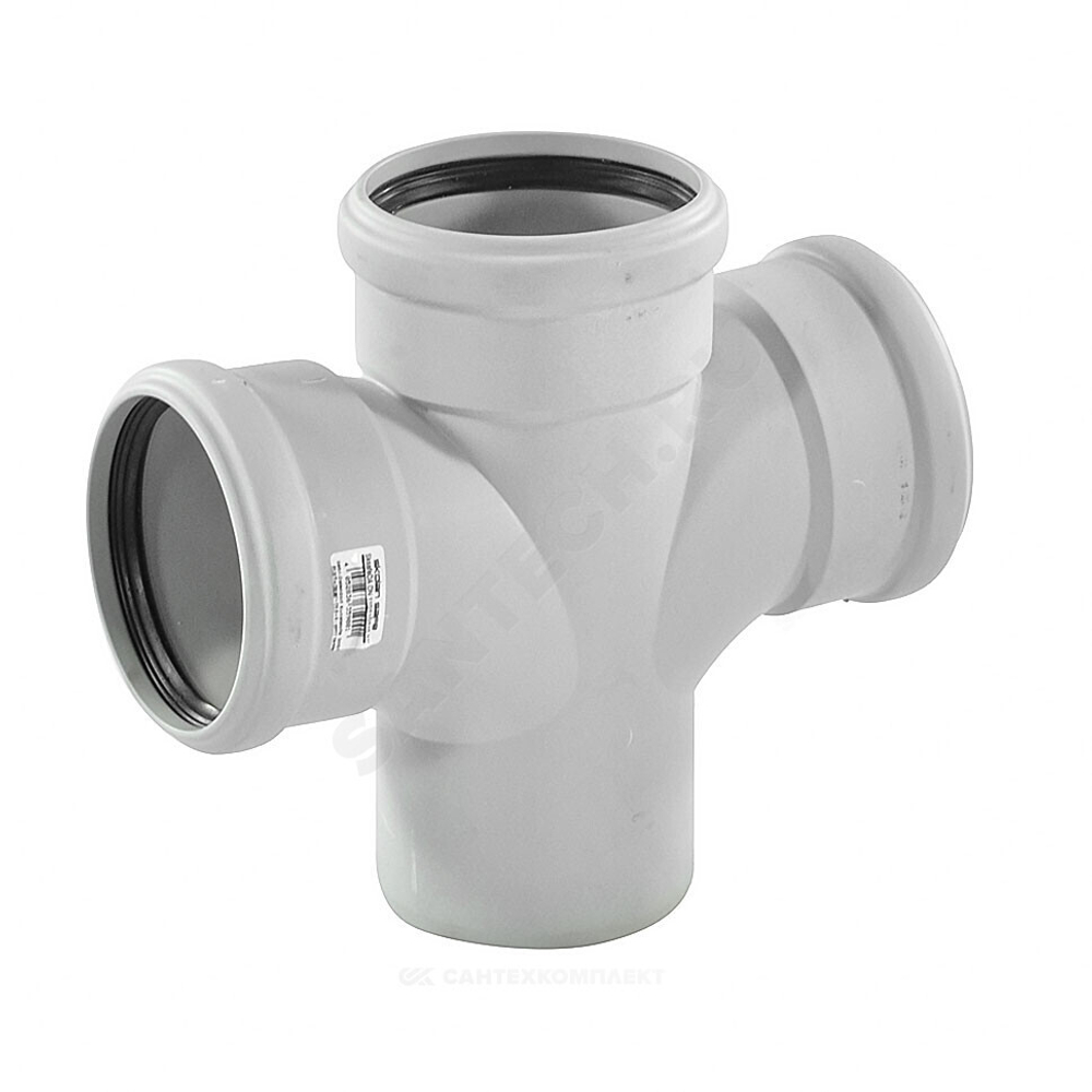 Крестовина PP-MD 1-плоскостная бесшумная светло-серая Skolan Safe SKDA Дн 110х110х110х87гр (DN110х110х110) б/нап в/к Ostendorf 335900