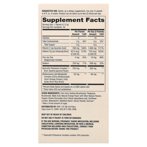 Dr. Mercola, витамин C-PAK с кверцетином, натуральный апельсиновый вкус, 30 пакетиков по 5,12 г (0,18 унции)