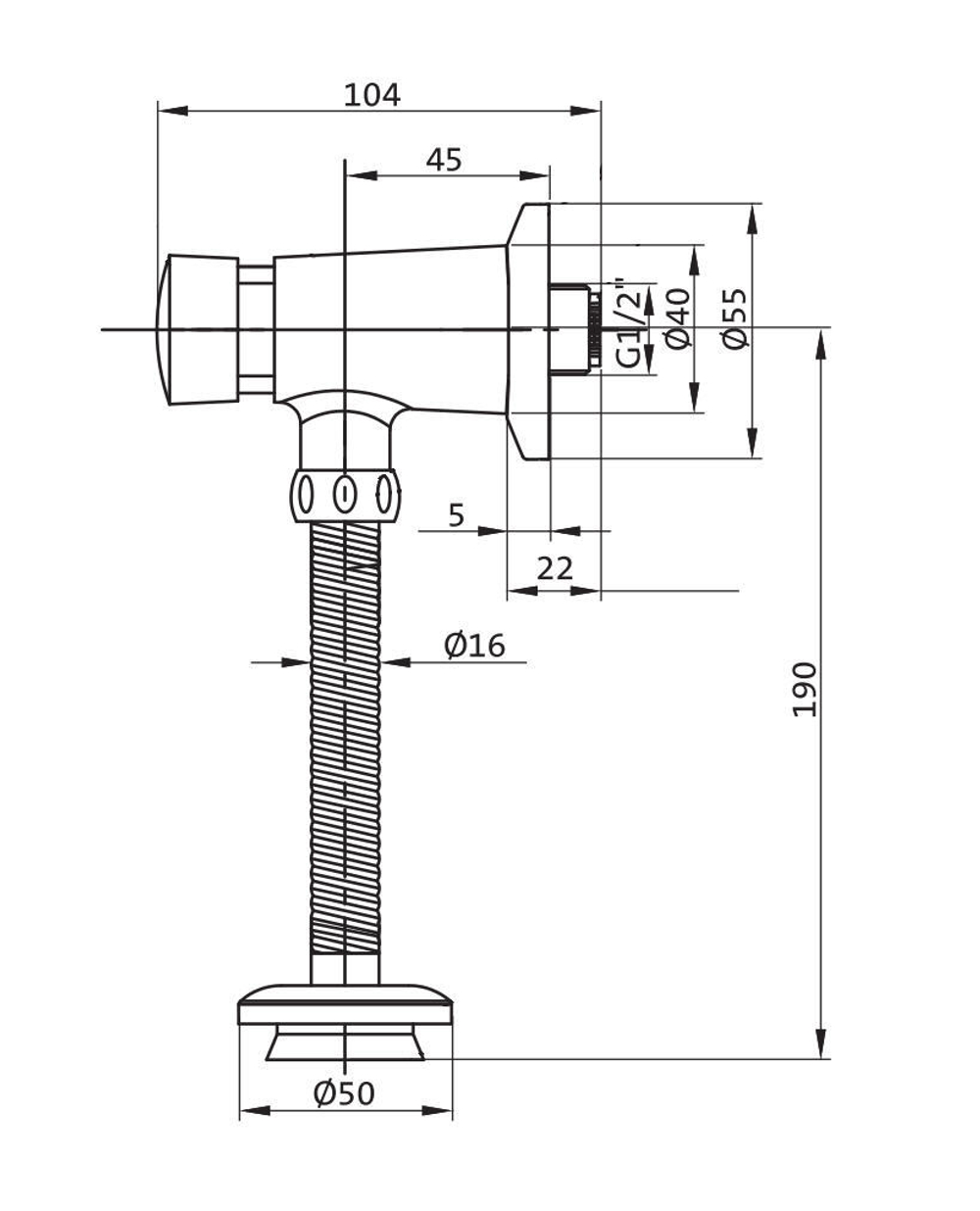 Кран Santek для писсуара нажимной с трубкой 1WH302089