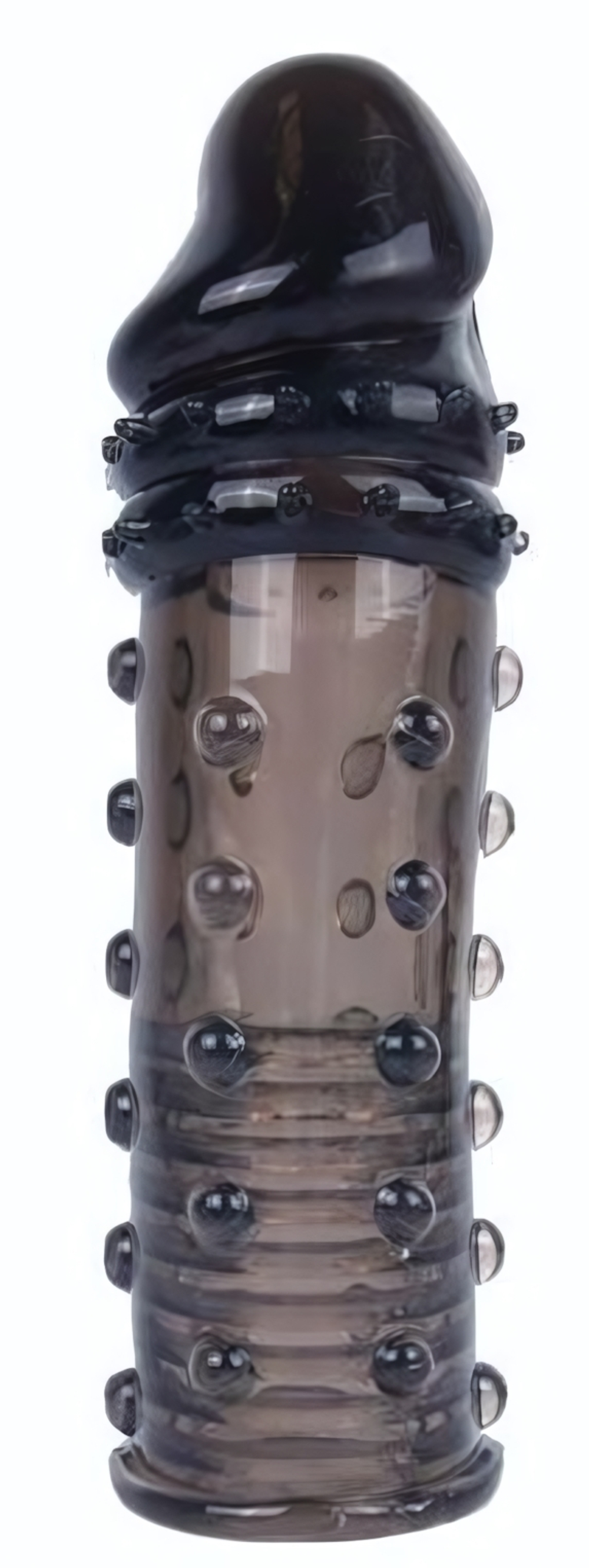 Черная насадка на пенис с пупырышками - 15 см. (Цвет: черный)