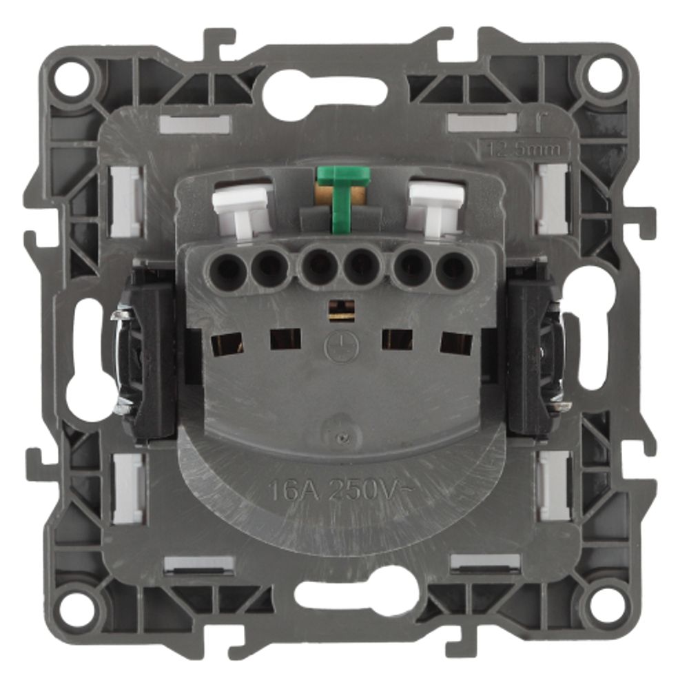 12-2103-12 ЭРА Розетка 2P+E Schuko со шторками с крышкой, 16A-250В, IP20, Эра12, графит | Эра 12 Графит