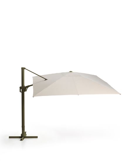 Бежевый консольный зонт Noli с зеленой алюминиевой конструкцией, 300 x 300 см