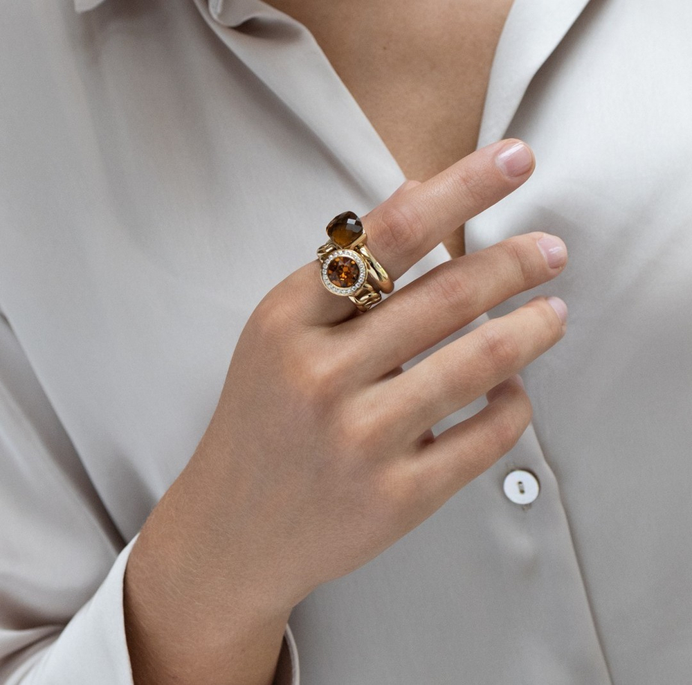 Кольцо Qudo FIRENZE 19 (G) Smoked Topaz 107001/40-5108 19 размер 19