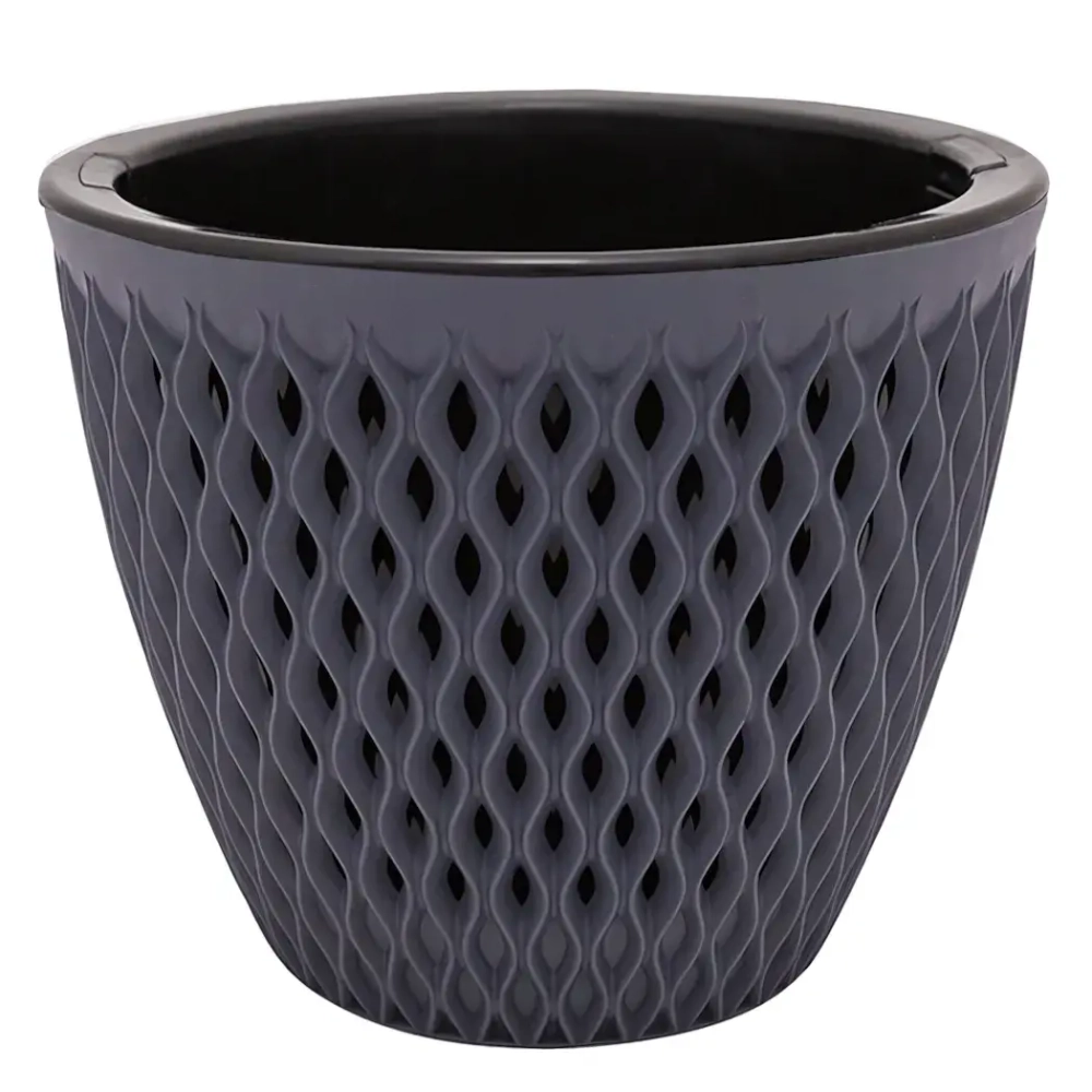 Кашпо для цветов пластиковое 1,6л d-16см «Версаль» Антрацит