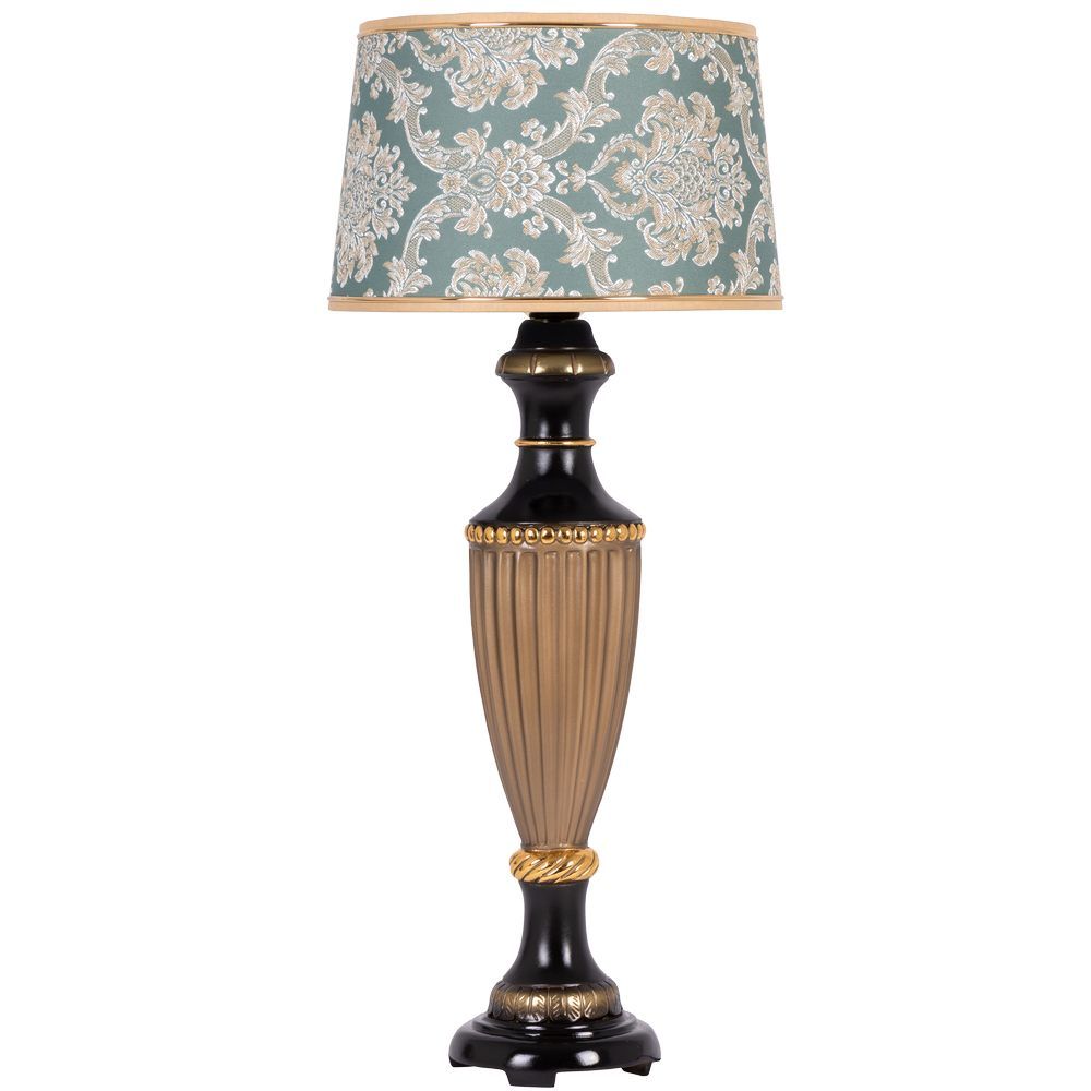 Настольная лампа Ваза Ребристая Бронза с абажуром Тюссо Vatican (Ватикан) Аквамарин