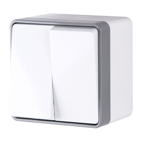 Выключатель двухклавишный влагозащищенный Gallant белый WL15-03-02