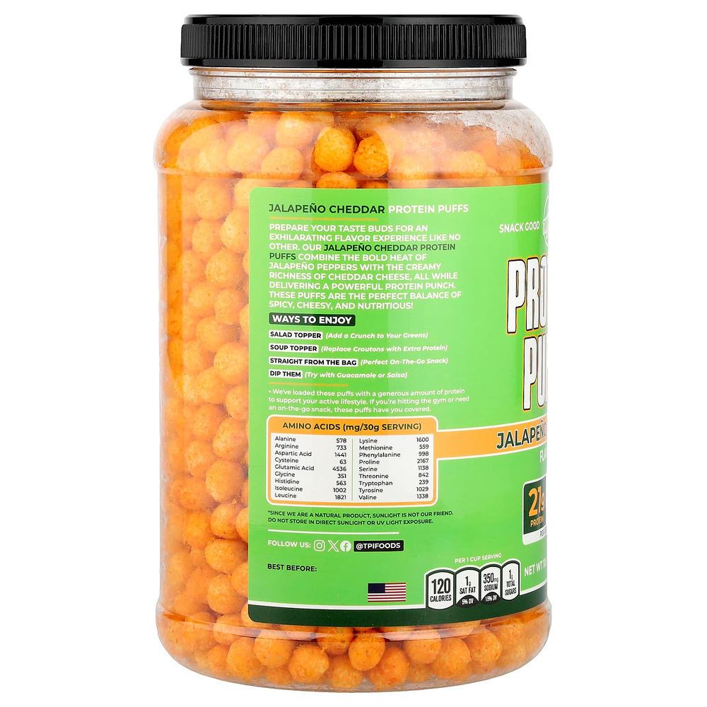 Twin Peaks Ingredients, Protein Puffs, халапеньо и чеддер, 300 г (10,6 унции)