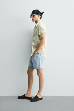 ZARA ДЖИНСОВЫЕ ШОРТЫ RELAXED FIT, ГОЛУБОЙ