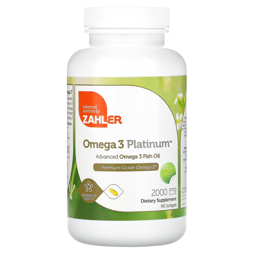 Zahler, Omega 3 Platinum, усовершенствованный рыбий жир с омега-3, 90 капсул (1000 мг на капсулу)