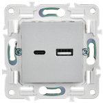 SKANDY Розетка USB A+C 3,1А SK-R14S серебряный IEK