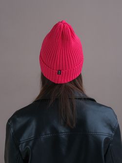 Шапка вязаная-резинка весенняя/осенняя хлопковая КЭП(Фуксия)