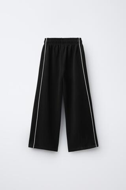 ZARA БРЮКИ С МОДАЛОМ И КОНТРАСТНОЙ ОТДЕЛКОЙ, ЧЕРНЫЙ
