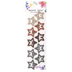 Заколки для волос НАБОР 10 шт., 3,5 см, клик-клак, звездочки, матовый, разные цвета, MONTE VITA, 457084
