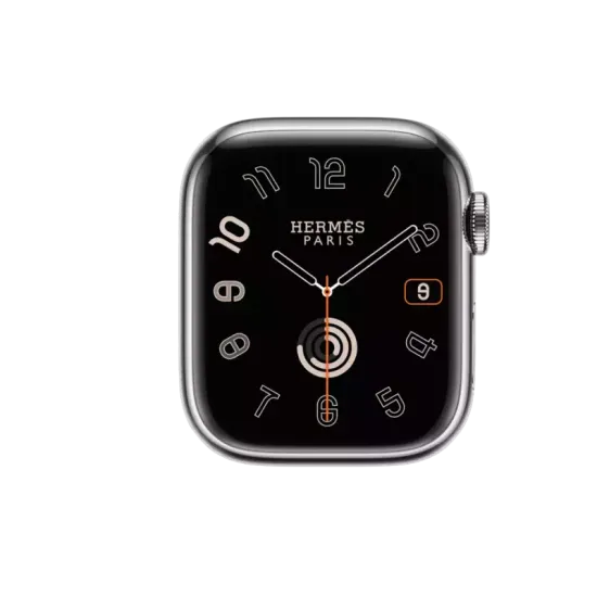 Умные часы Apple Watch Hermès Series 9 41 мм Steel Case , Silver/Blanc Swift Leather Single Tour