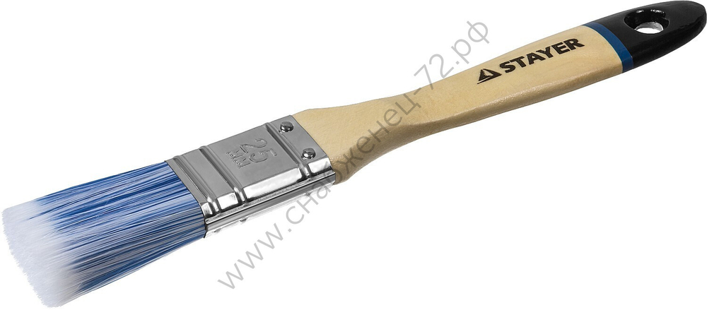 STAYER AQUA 25 мм, 1″ искусственная щетина, деревянная ручка для воднодисперсионных и акриловых ЛКМ, Плоская кисть, EURO (01062-025)