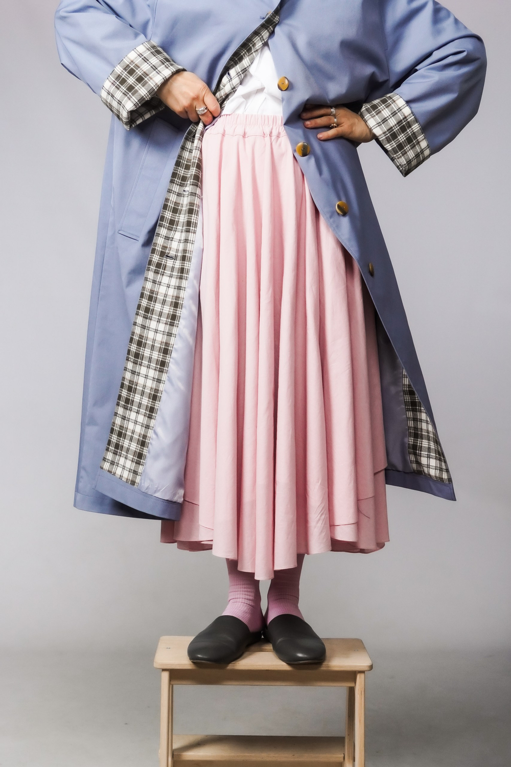 Юбка асимметричная двухслойная из батиста "Розовая пудра"