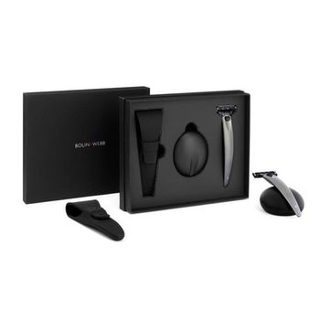 Набор Bolin Webb R1, бритва R1 серый графит, подставка R1 черная, дорожный чехол, лезвия Mach 3 (BW-R1-SET-TRIP-GRH)