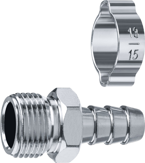 Переходник штуцер ″елочка″ 10 мм - 3/8″M, с обжимным хомутом Зубр Профессионал