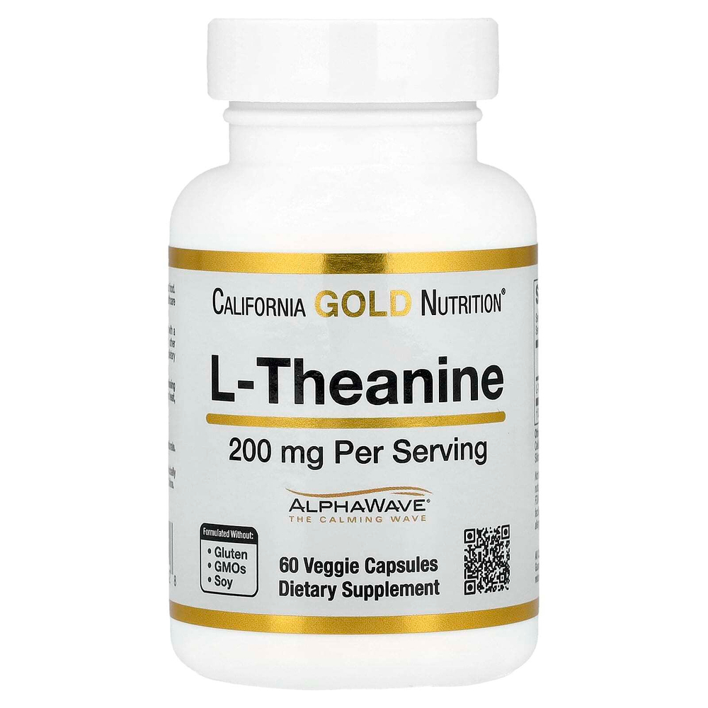 California Gold Nutrition, L-теанин, с AlphaWave®, 200 мг, 60 растительных капсул