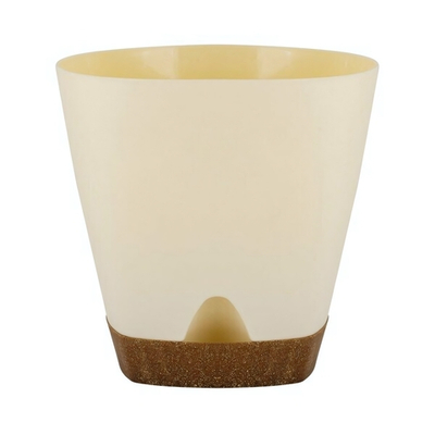 Горшок для цветов InGreen WOOD D200мм 4л с прикорневым поливом сливочный/бук