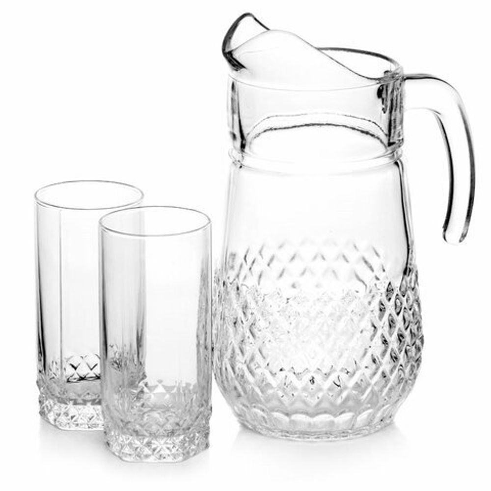 Набор столовый 7 предметов, кувшин 1250 мл + 6 стаканов 275 мл, стекло, PASABAHCE "ВАЛЬС", фирменная подарочная упаковка, 97675
