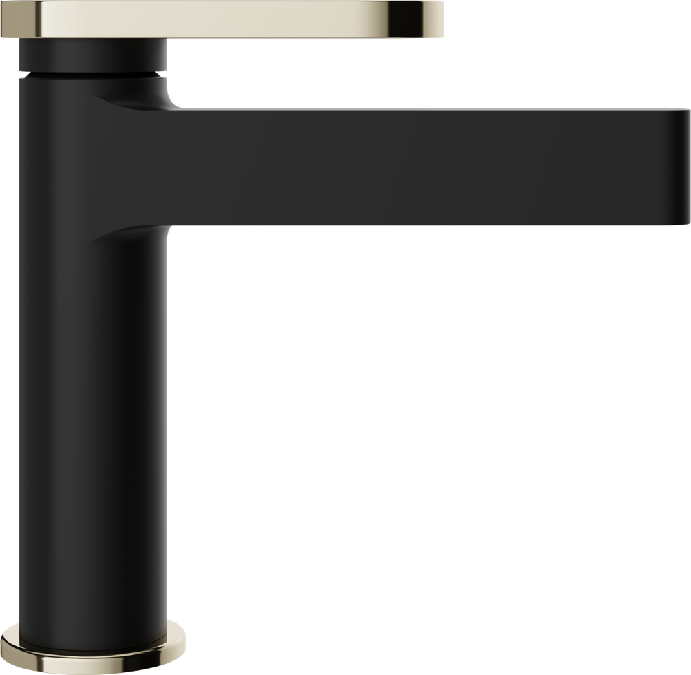 Смеситель для раковины STWORKI Малунг S11010BG матовый черный, глянцевое золото