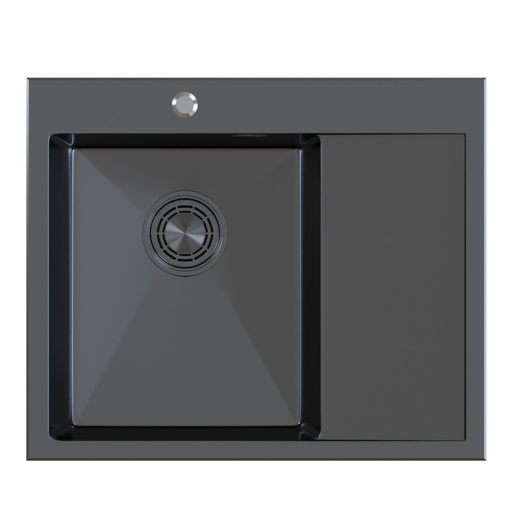 Мойка настол.монтаж 60х50 (3,0) лев. вып 3 1/2  MIXLINE PRO С ФАСКОЙ 20см с сифоном (черный графит)