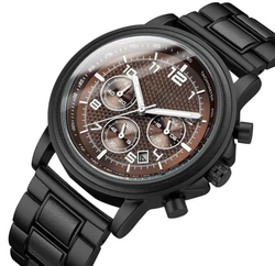 Часы наручные из натурального дерева кварцевые KUNHUANG на деревянном браслете, светло-коричневый/темно-коричневый W10590-01