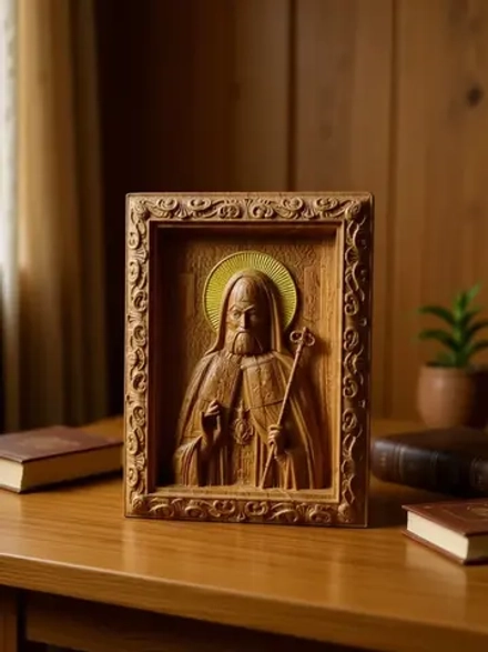 Освященная Икона святителя Митрофана Воронежского из дуба