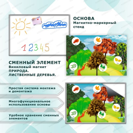 Комплект развивающий ПРИРОДА. ЛИСТВЕННЫЕ ДЕРЕВЬЯ. 2180