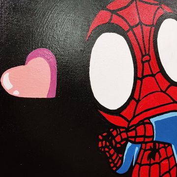 Картина авторская на холсте "Человек паук Love" (50х50см)
