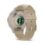Умные часы Garmin Venu 3S цвета французский серый с кожаным ремешком с золотистым безелем