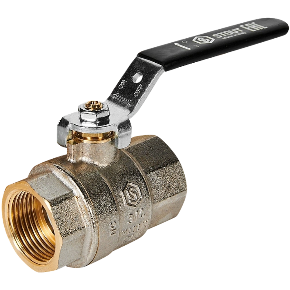 STOUT Кран шаровой полнопроходной, ВР/ВР, ручка рычаг 3/4*
