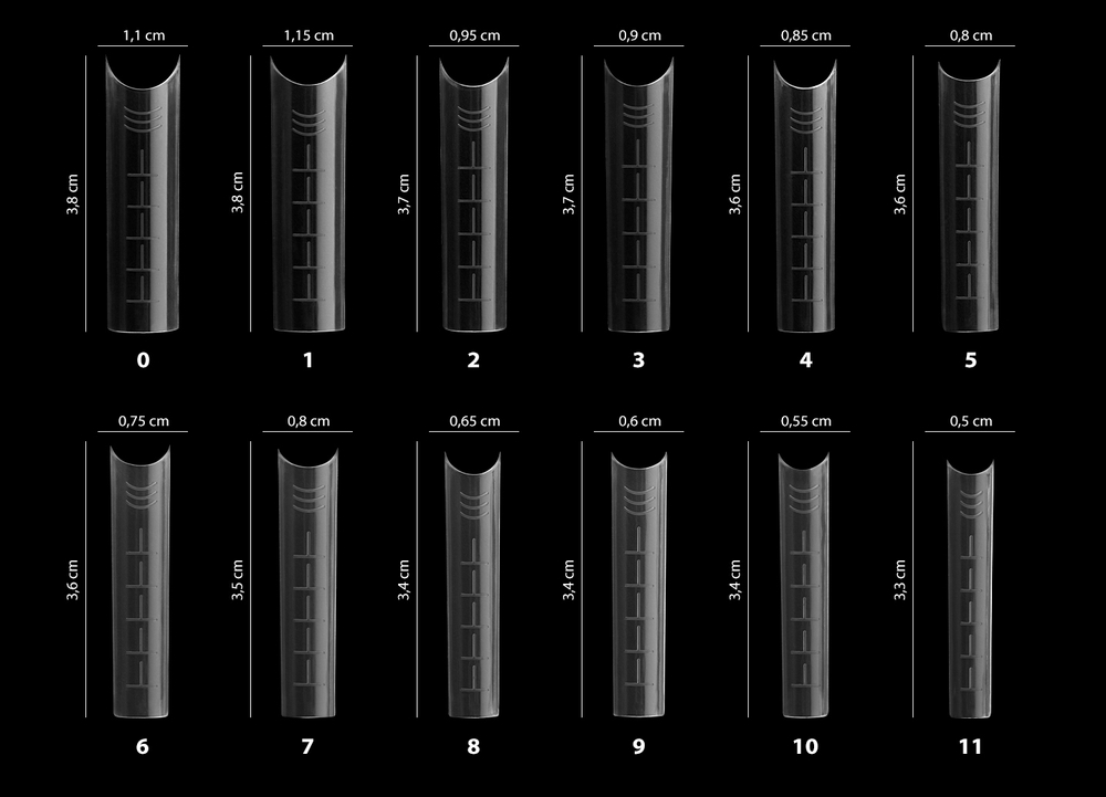 Irisk Формы многоразовые с разметкой в боксе Over Tips Арочные, 120ш