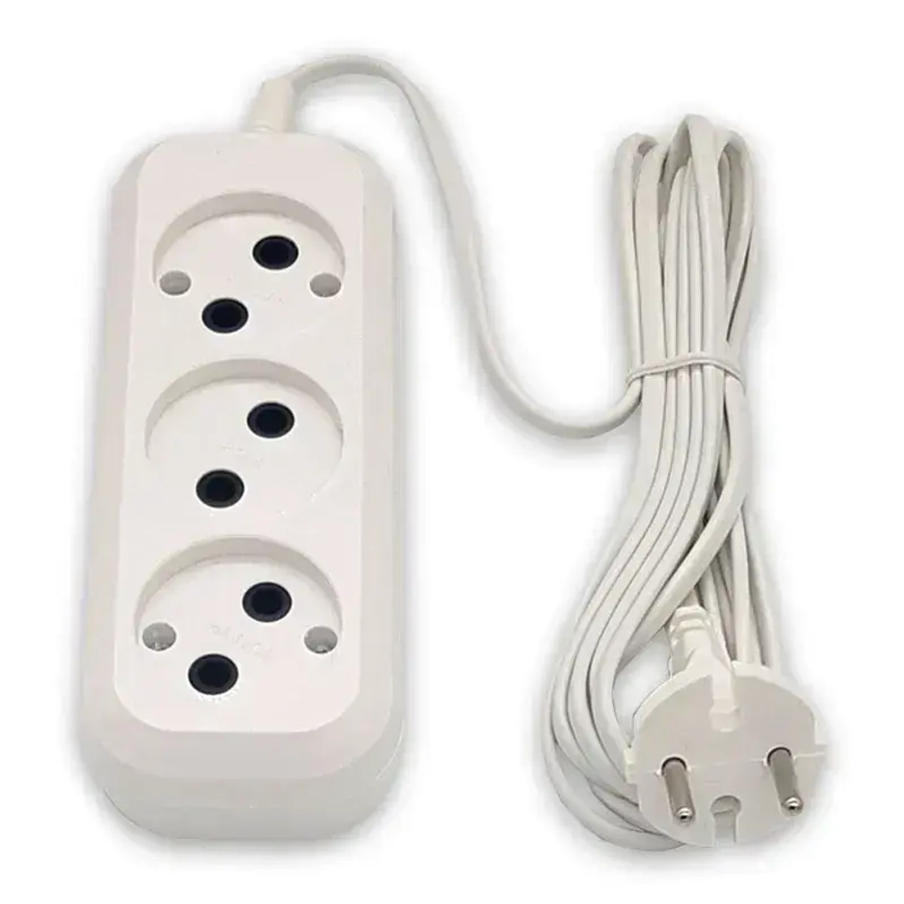 Удлинитель сетевой 10 метров, 3 розетки, 1300Вт, 6А