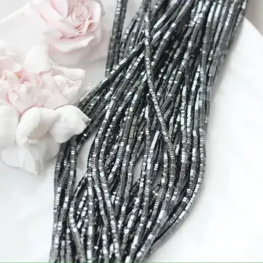 Гематин гематит, шестигранные бусины, 3*1 мм, чёрный, 1 нить, ГМ098
