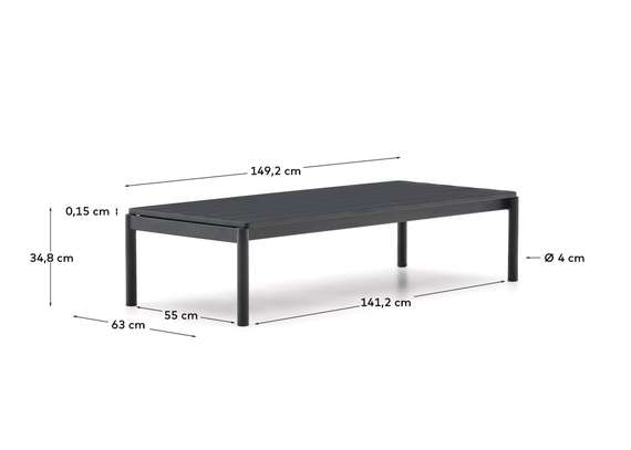 Журнальный столик Sorells из серого алюминия 63 x 149 см