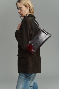 ZARA СУМКА С ЗАКЛЕПКАМИ, БОРДОВО-КРАСНЫЙ