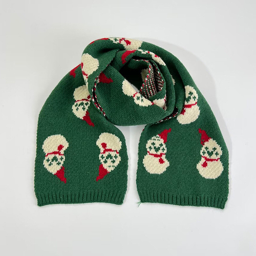 Шарф с новогодним принтом, зеленый