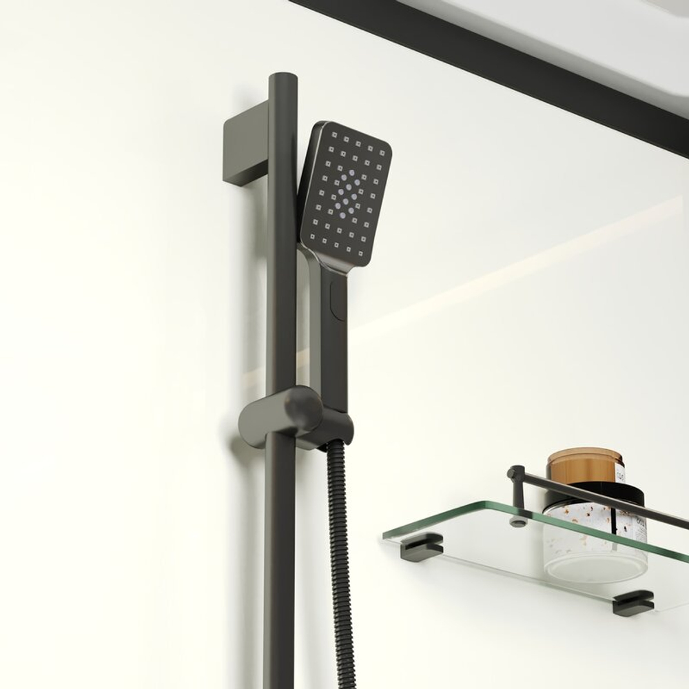 Душевая кабина Niagara Standart ST100/80/15Q/BL (100х80х215) прямоугольник,поддон 15см,распашная,проф.черный,3 места