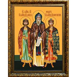 Феодор Смоленский, Ярославский и чада его Давид и Константин, Ярославские чудотворцы благоверные князья. Икона на холсте.