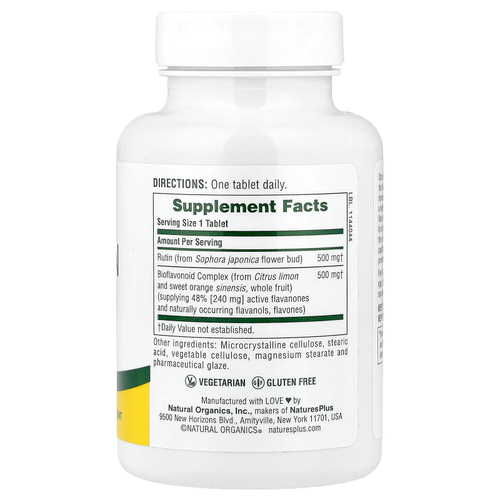 NaturesPlus, Biorutin, комплекс биофлавоноидов и рутина, 90 таблеток